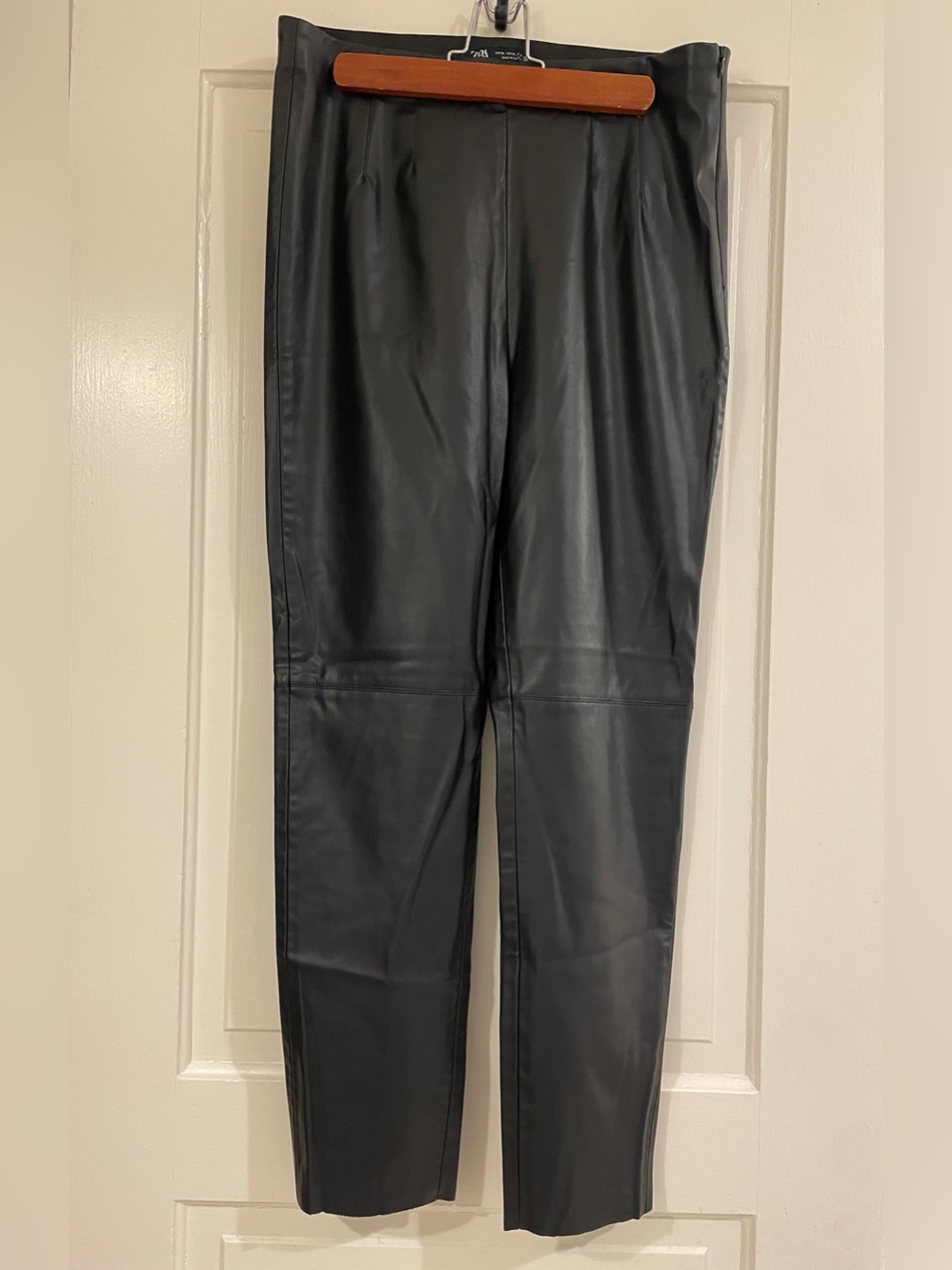Zara Black Faux Leather Ankle Pants